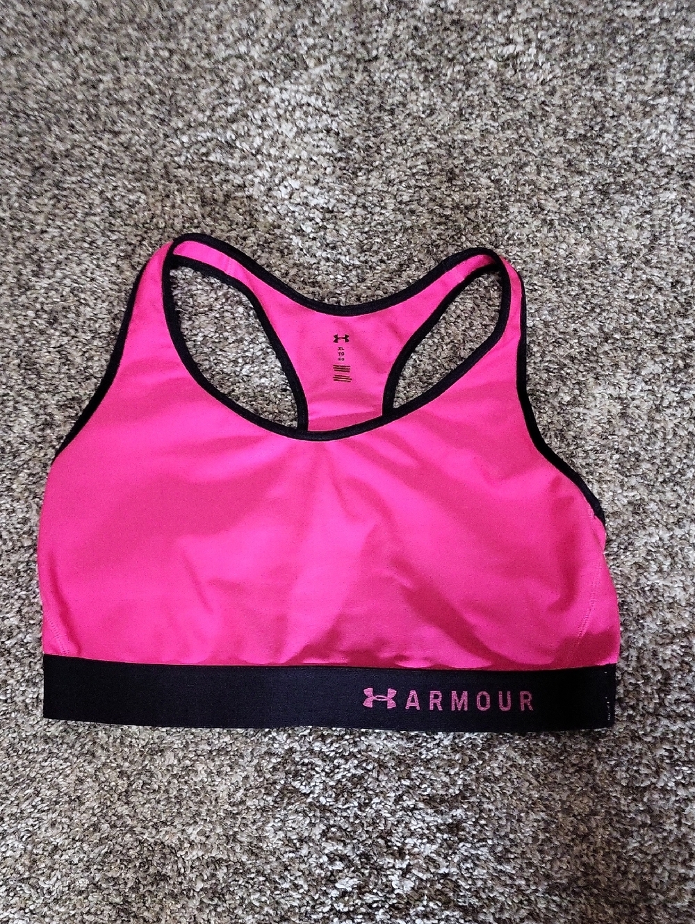 Under Armour Hot Pink Racerback Sports Bra with Black Trim
